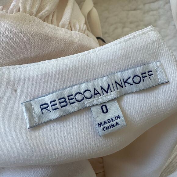Rebecca Minkoff 100% Silk Embroidered Midi Dress Ivory Boho Size 00 - Picture 12 of 13